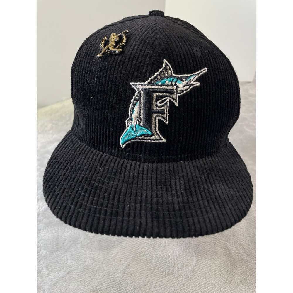 Florida Marlins Hat‎ Cap New Era 59FIFTY Corduroy Fitted Black 7 7/8 Letterman